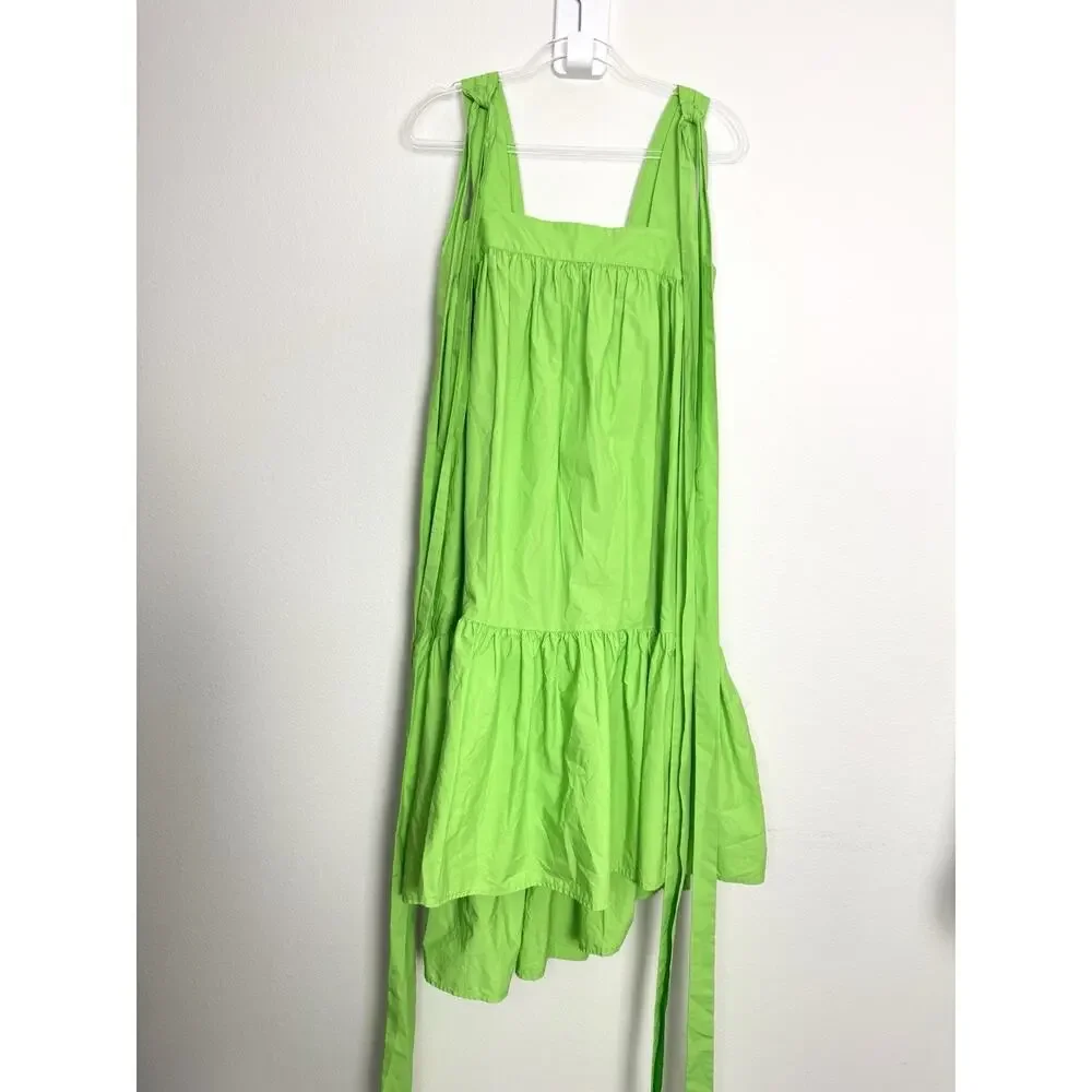 Christopher John Rogers Dress Womens Small Green Strap Tie Midi Babydoll A-Line - Picture 8 of 16